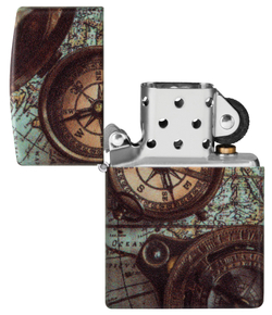 Зажигалка Zippo Compass Design с покрытием 540 Matte, латунь/сталь, разноцветная, 38x13x57 мм