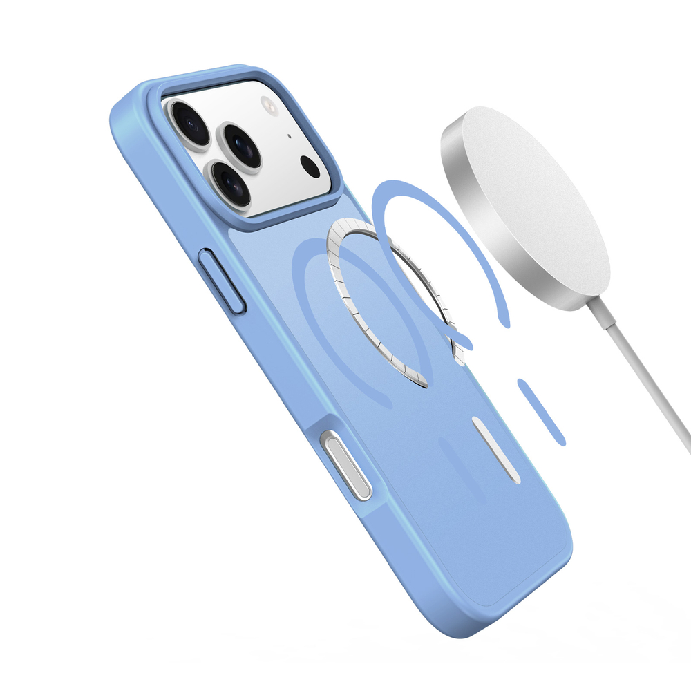 Прозрачный матовый чехол светло-синего цвета с MagSafe для iPhone 17 Pro, серия Yind Series (Open Ring Version) от Dux Ducis