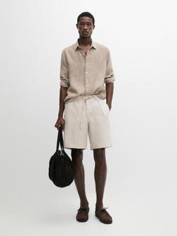 Massimo Dutti Короткие шорты из 100% льна, песочный