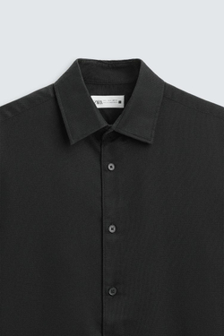 ZARA РУБАШКА ИЗ РЕЛЬЕФНОЙ ТКАНИ EASY CARE, ЧЕРНЫЙ