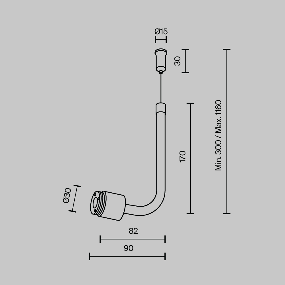 Заглушка для подвесного монтажа системы без ввода питания с тросом Maytoni SHELF CA024PL-B