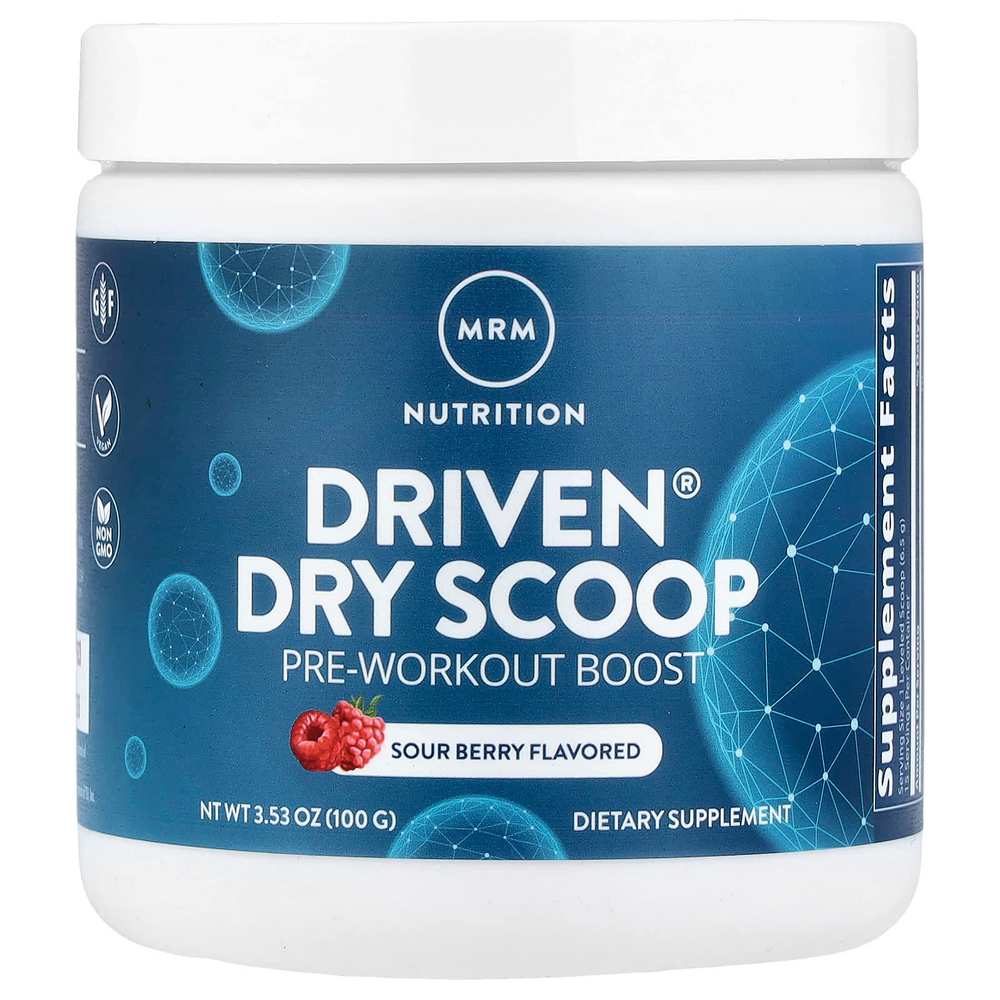 MRM Nutrition, Driven®, мерная ложка сухой добавки, предтренировочный комплекс, со вкусом кислых ягод, 100 г (3,53 унции)