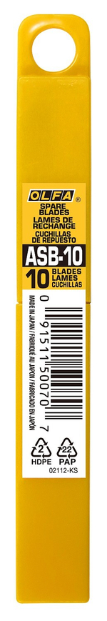 OLFA 9 мм, 10 шт, в боксе, сегментированные лезвия (OL-ASB-10)