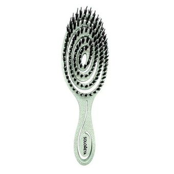 SOLOMEYA Расческа био для волос подвижная c натуральной щетиной ЗЕЛЕНАЯ Solomeya Detangling Bio Hair Brush With Natural Boar Bristle Green, 1 шт