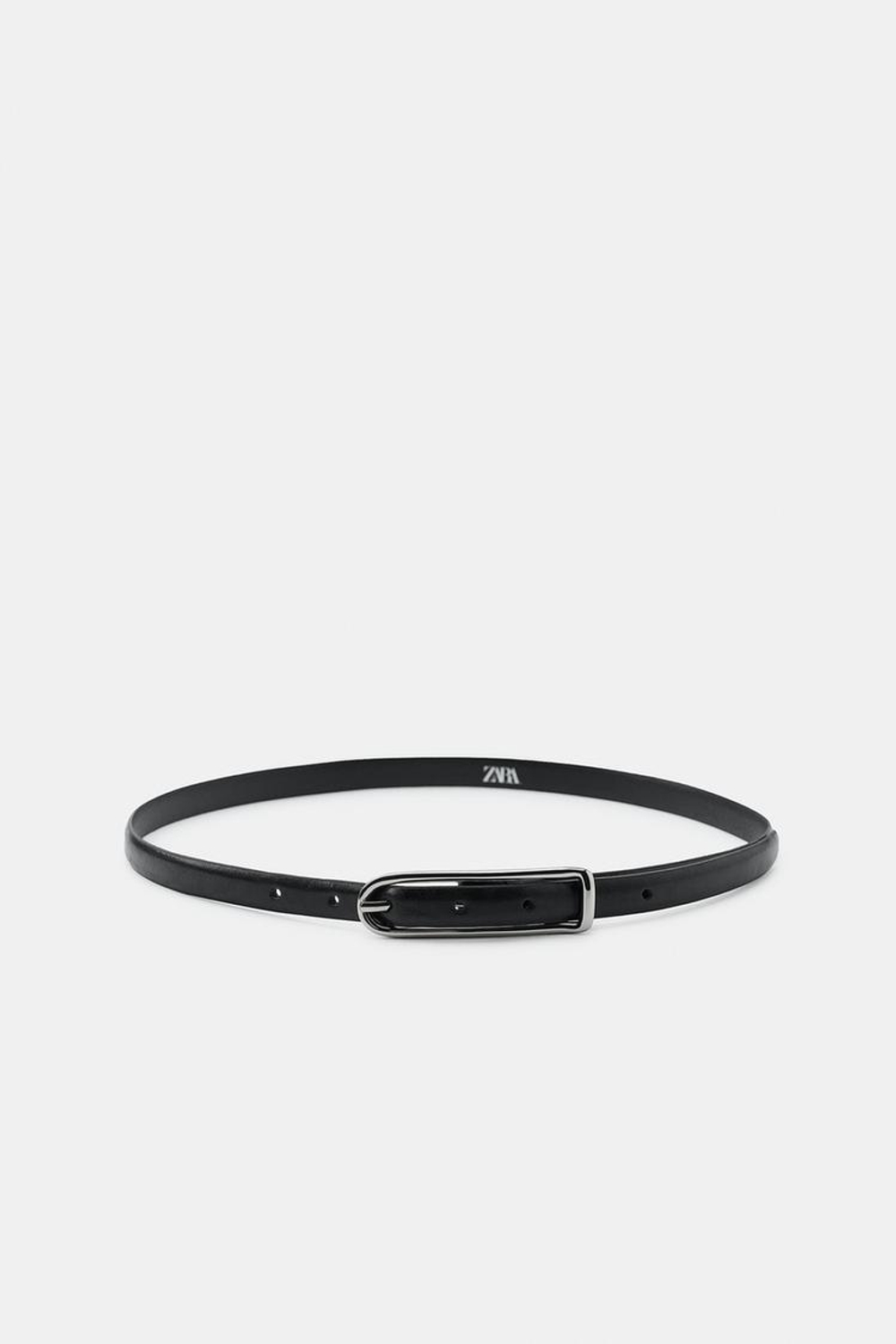 ZARA ТОНКИЙ КОЖАНЫЙ РЕМЕНЬ 100%, ЧЕРНЫЙ