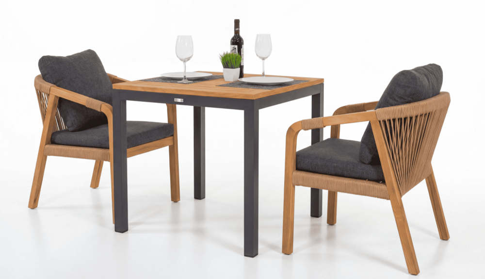 Стол обеденный Ideal Patio ТЕЛЛА алюминий, тик 80x80 см (4 ножки)