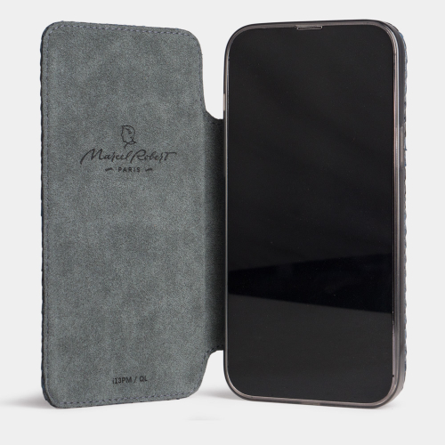 Чехол для iPhone 13 Pro Max из кожи питона, синего цвета