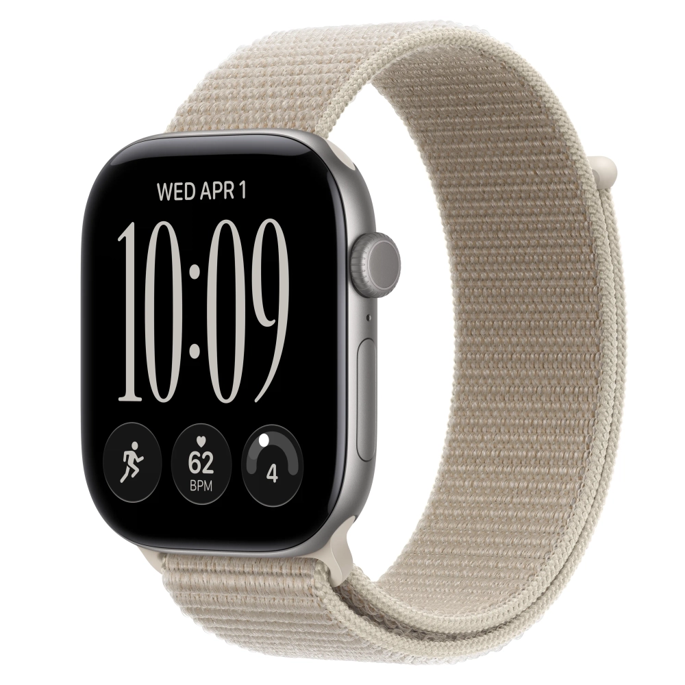 Умные часы Apple Watch Series 12 GPS, 46mm, Space Gray Aluminum Case with Limestone Sport Loop