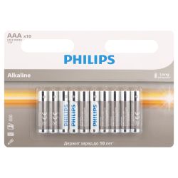 Батарейки Philips LR03A10B/51 ААА алкалиновые 1,5v 10 шт. LR03-10BL Entry | Philips