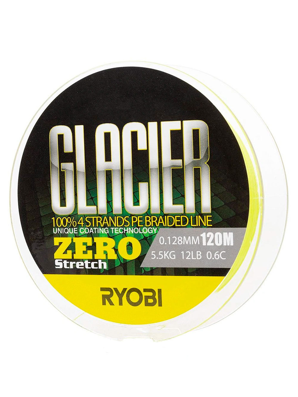 Шнур плетеный для рыбалки Ryobi GLACLER ZERO-120M yellow 0.3/d-0.092mm