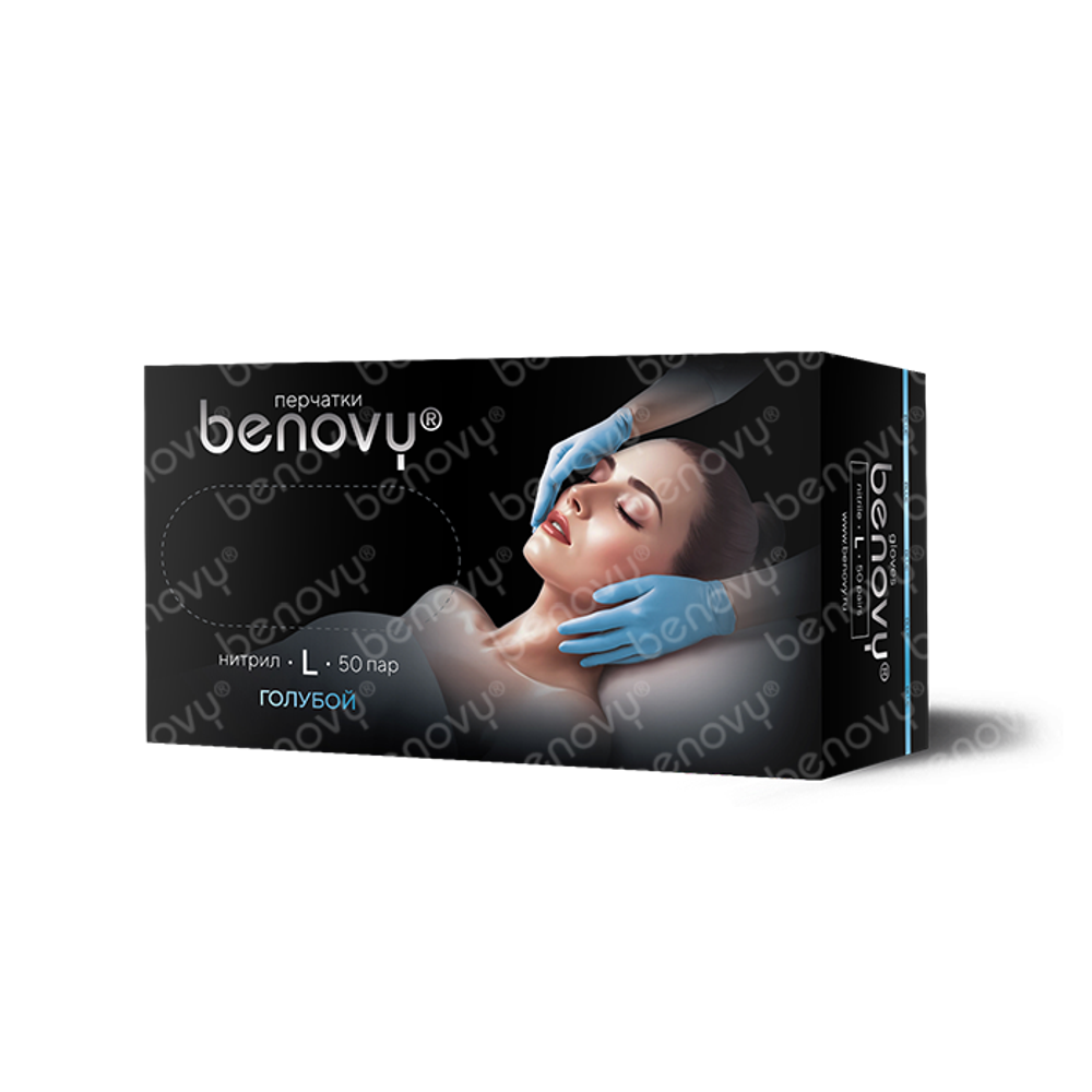 Перчатки нитриловые голубые L "BENOVY Nitrile TrueColor light BS"