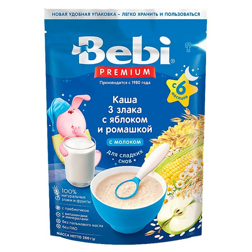 Бейби Каша 3 Злака с Яблоком и Ромашкой 6+ Месяцев 200гр