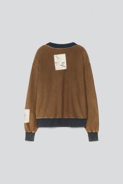 ZARA X BAISI GUADAGNINO ТОЛСТОВКА С НАШИВКАМИ, КОРИЧНЕВЫЙ/ЭКРЮ