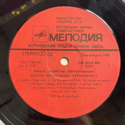Винтажная виниловая пластинка LP Нугзар Эргемлидзе Автопортрет (СССР 1989)