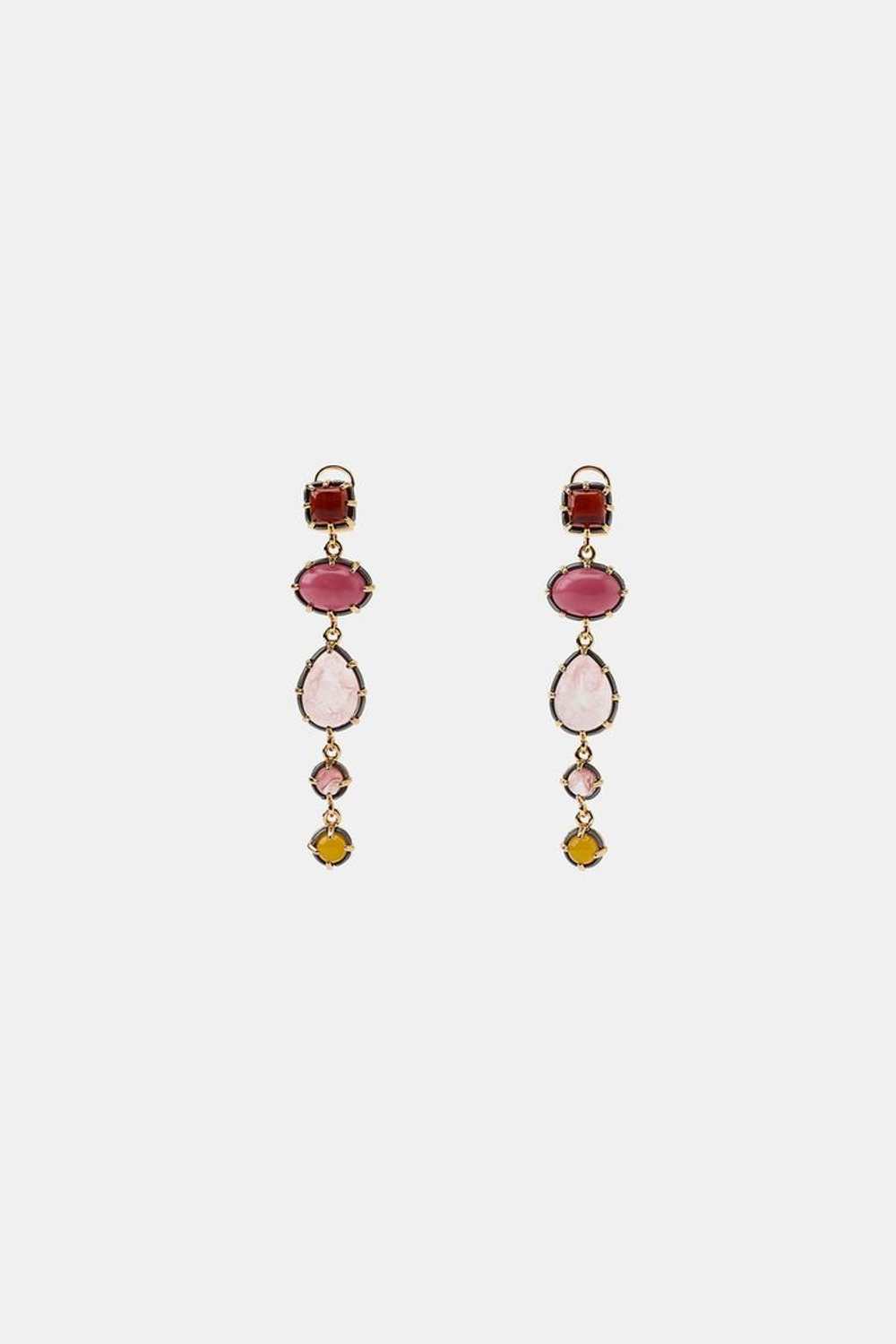 ZARA СЕРЬГИ С ДЕТАЛЯМИ И СТРАЗАМИ, РОЗОВЫЙ