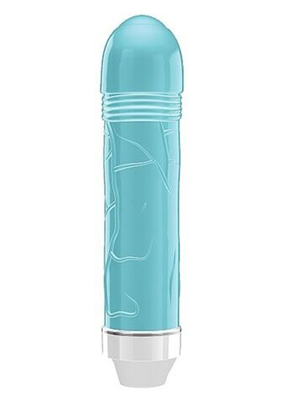 Бирюзовый вибратор Lenore с тонкими венками - 14,5 см. (Цвет: бирюзовый)