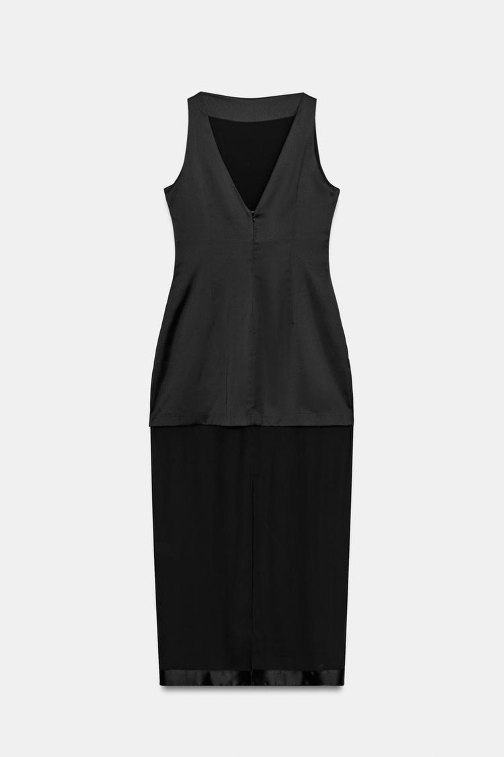 ZARA ДЛИННОЕ КОМБИНИРОВАННОЕ ПЛАТЬЕ, ЧЕРНЫЙ