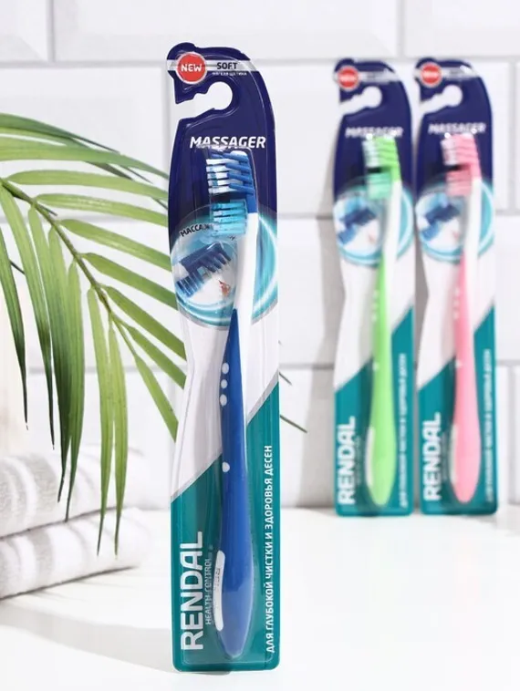 Зубная щетка мягкая Rendal Massager, микс 1 шт.