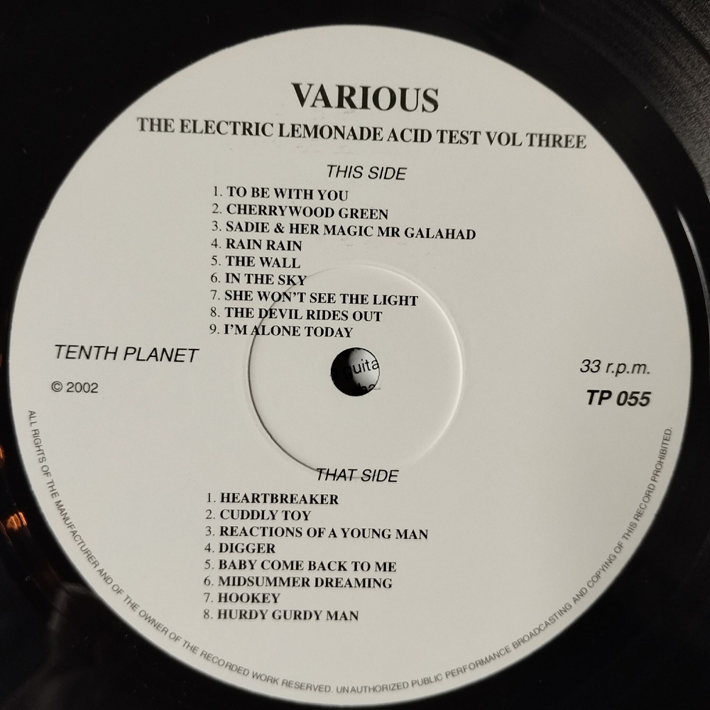 Винтажная виниловая пластинка LP Сборник The Electric Lemonade Acid Test Volume 3 (An Anthology Of The Spark Label 1967-1970) (UK 2002)