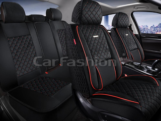Накидки сидений ПОЛНЫЙ CarFashion (кт) -«ARMADA PLUS» 27349 -Велюр черн/красн (поддержк поясниц+бок