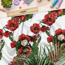 Ткань барби девочка в маках