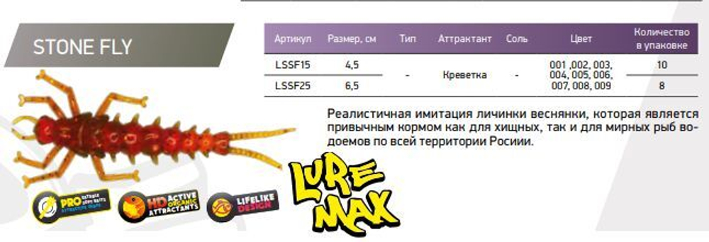 Мягкая приманка LureMax STONE FLY