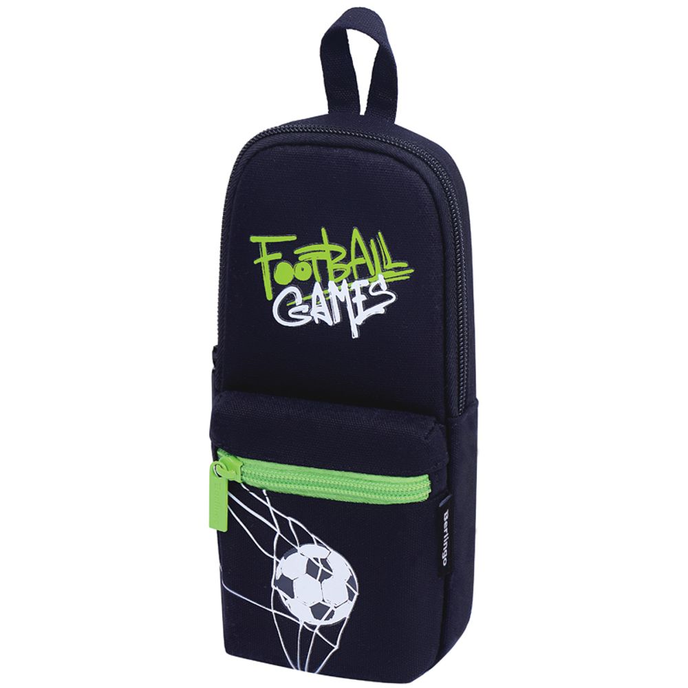 Пенал мягкий прямоугольный 1 отделение 210х90х40 Berlingo Football black, ткань