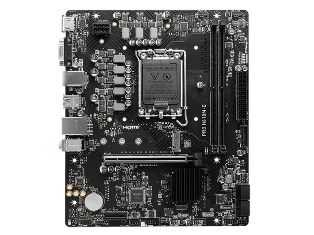 Материнская плата MSI Pro H610M-E, Socket LGA 1700, Intel H610, mATX, RTL