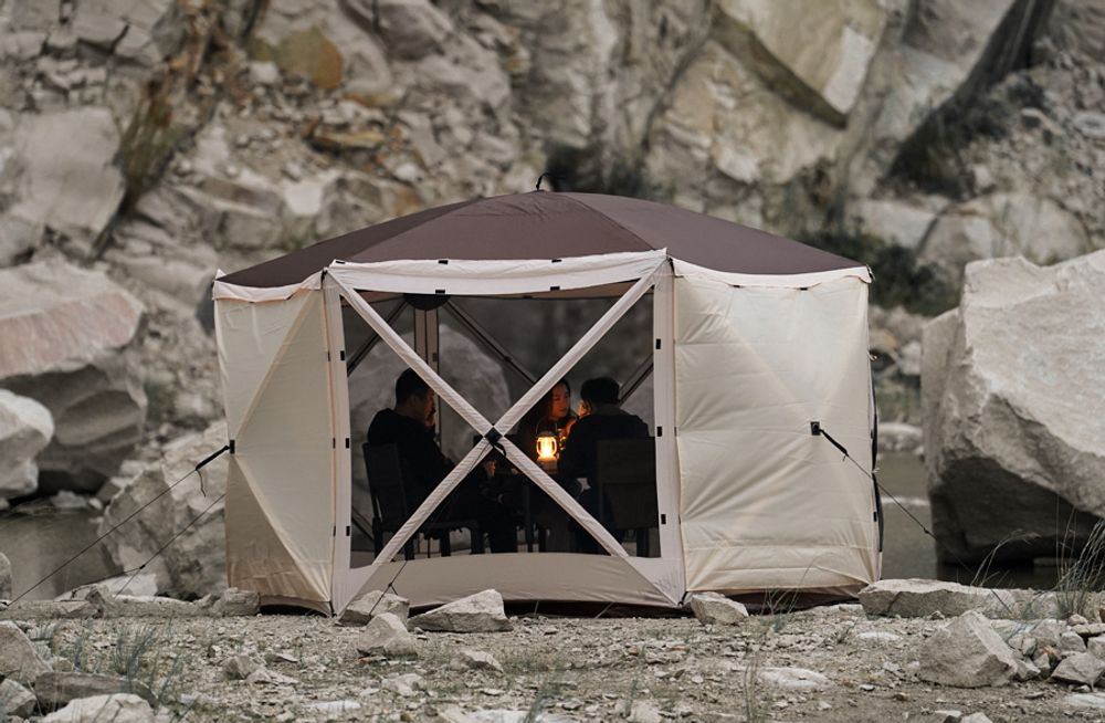 Шатер Wild Land Hub screen house 600, коричнево-бежевый, со стенками