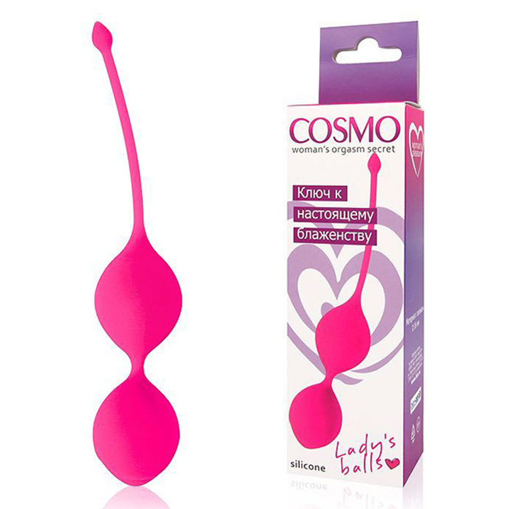 Розовые вагинальные шарики 3,6см с хвостиком Bior Toys Cosmo CSM-23002-25