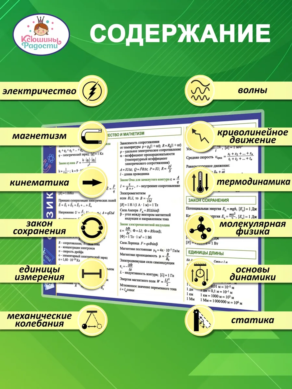 Формулы по физике, шпаргалка 7–9 класс