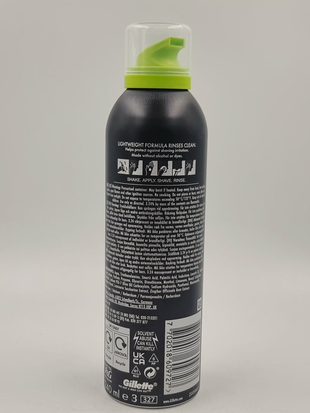 Пена для бритья Gillette Labs Quick Rinse Shave Foam 240 мл (Из Финляндии)