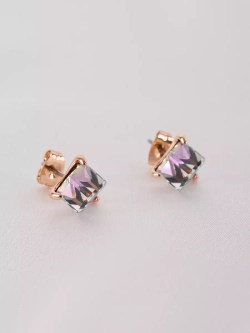 Серьги-гвоздики Миражи с сиреневыми кубиками Swarovski