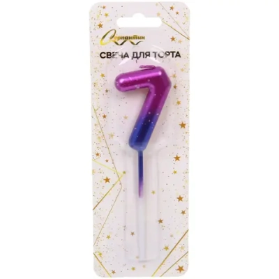 Свеча для торта Цифра Космос «7» 11 см
