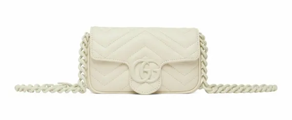 Поясная сумка Gucci с логотипом GG Marmont кремовый