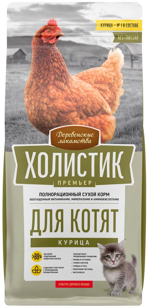 Деревенские лакомства 10кг Сухой корм для котят Курица