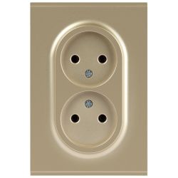 Розетка ЭРА Arktik 16-2107-04 без заземления двойная 2X2P 16А-250В шампань | Эра Arktik