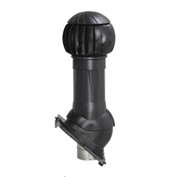 Готовый комплект, изолированный на все виды кровли высотой профиля до 70мм d 150/160 мм, цвет черный RAL 9005, серия Twister