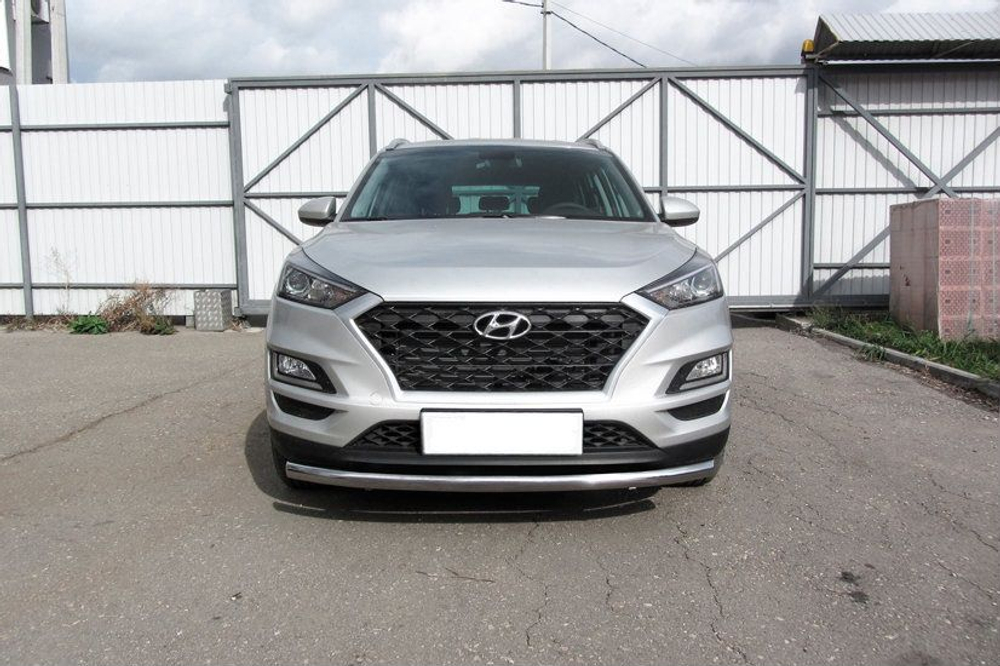 Защита переднего бампера (нержавейка) Hyundai Tucson Turbo (2018-2021) d57