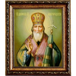 Феофил Печерский, Новгородский, преподобный архиепископ. Икона на холсте.