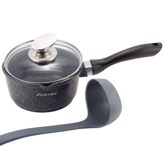 Ковш с крышкой 1,35 л. из литого алюминия Kamille KM-4436 с мраморным покрытием