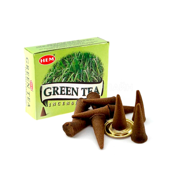 HEM Green Tea Благовоние-конус Зелёный чай, 10 шт