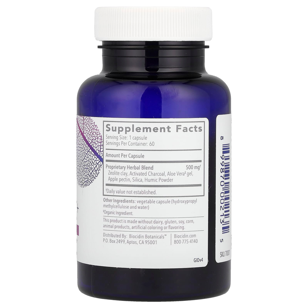 Biocidin Botanicals, GI Detox™ +, цеолит, древесный уголь и растительная формула, 60 капсул