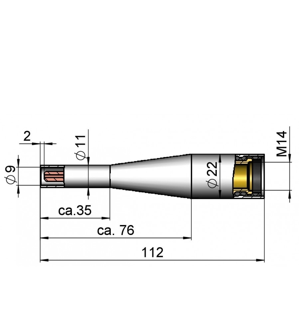 Газ. сопло M14 диам. 9 L112