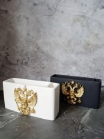 Салфетница черная с золотым гербом