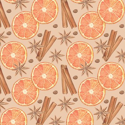Апельсины и специи на бежевом (Oranges and spices)