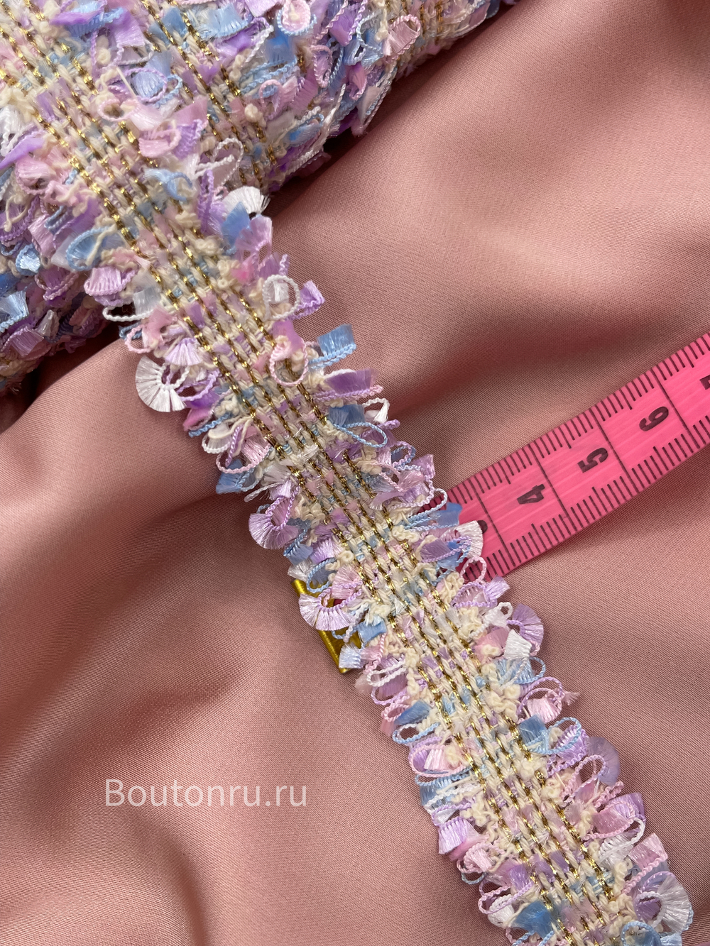 Тесьма сиреневая (фиолетовая) с золотым люрексом