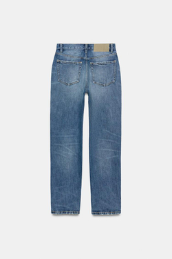 ZARA ДЖИНСЫ TRF STRAIGHT СО СРЕДНЕЙ ПОСАДКОЙ, СИНИЙ