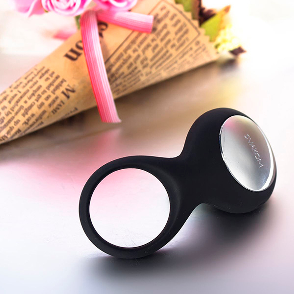 Чёрное эрекционное виброкольцо Svakom Tyler Vibrating Cock Ring with Textured Head Sring-01-BLK