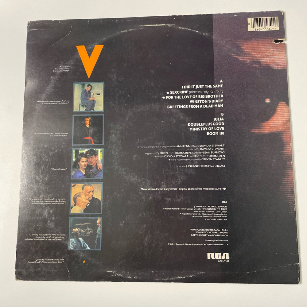 Винтажная виниловая пластинка LP Eurythmics 1984 (For The Love Of Big Brother) (США 1984)